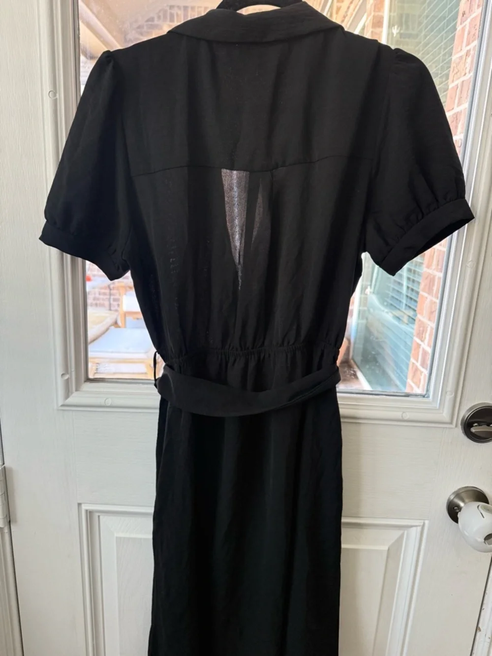 Monteau Black Midi Shirt Dress with Puff Sleeves - Picture 6 of 6